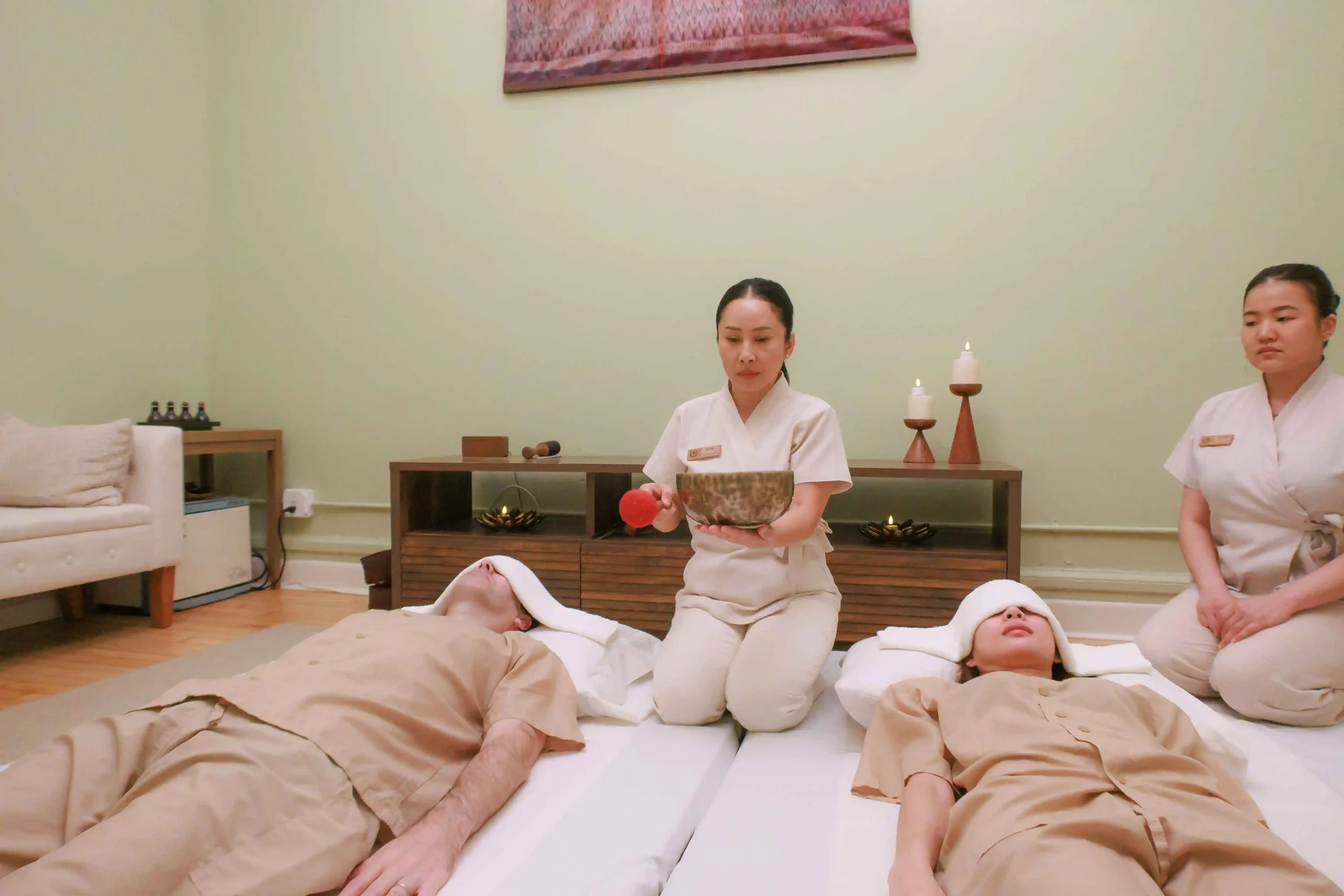 Tibetan singing bowls used for sound healing sessions in NYC